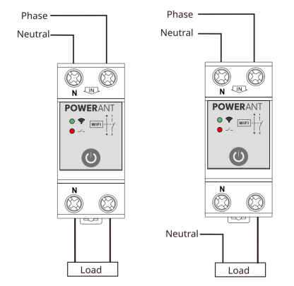 Vienfazio "Powerant Spot Electric" kontaktoriaus montavimo schema.